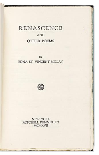 Millay, Edna St. Vincent (1892-1950) Renascence, First Edition in Dust Jacket.